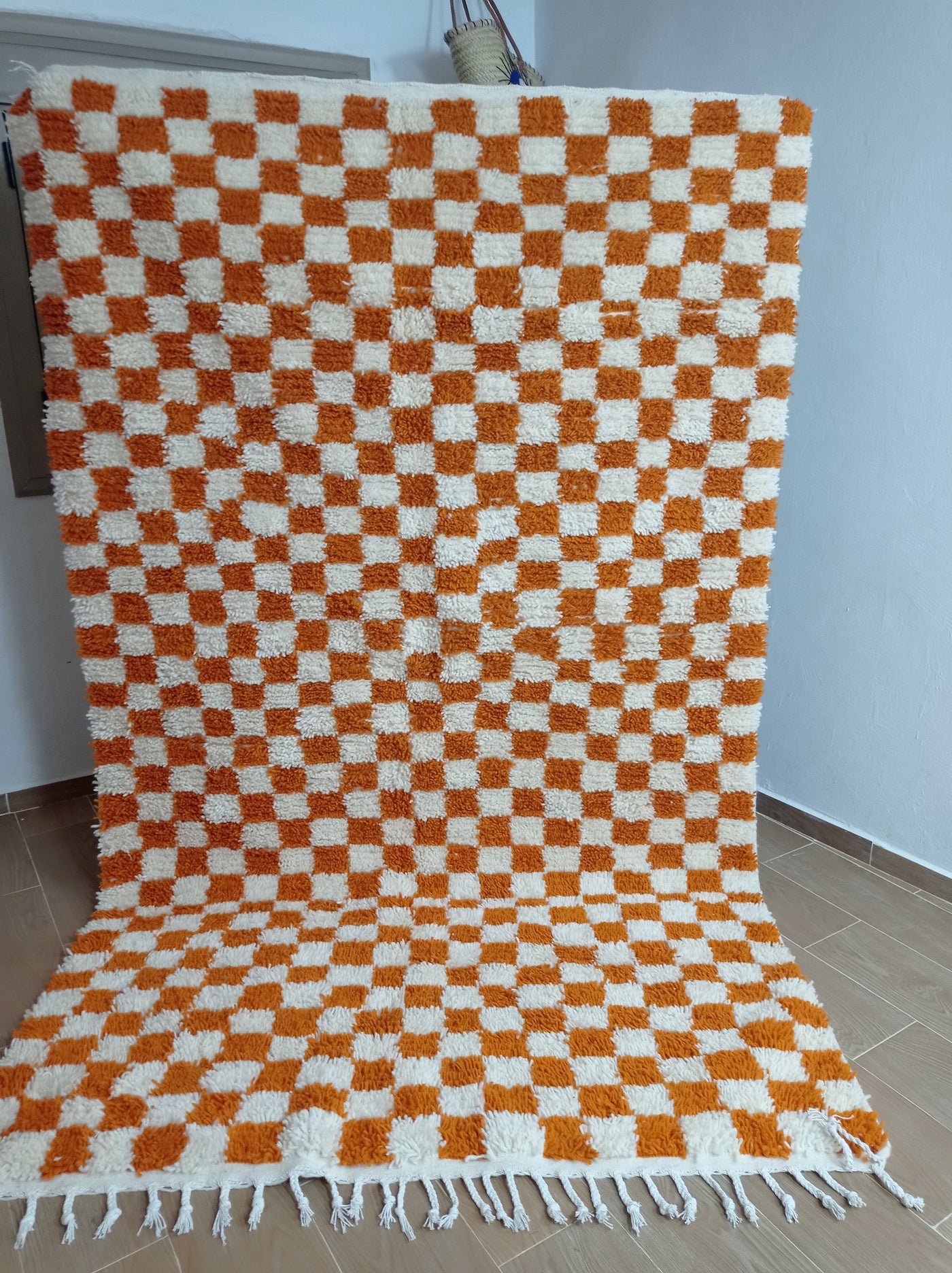 Handmade Moroccan Checkered Rug – Multi-Color Boho Style.