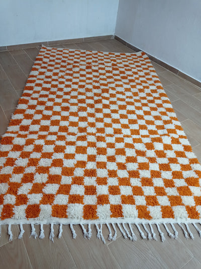 Handmade Moroccan Checkered Rug – Multi-Color Boho Style.