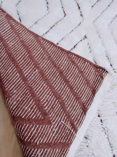 Handmade Moroccan Beni Ourain Rug – Cream White With Geometric Berber Diamonds